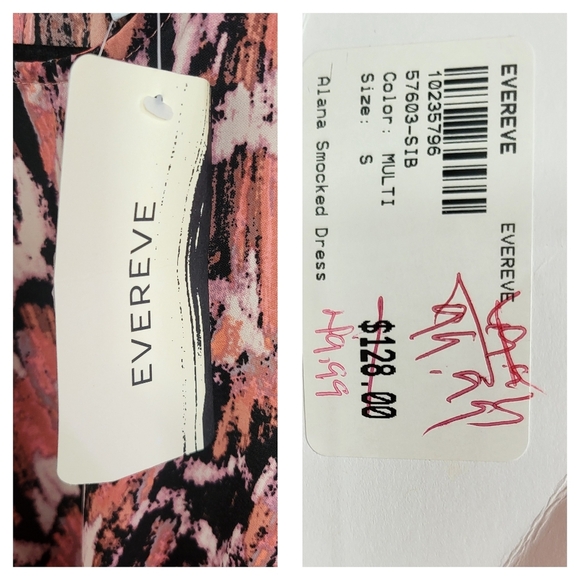 Evereve Alana Smocked Lightweight Pockets Midi Dress in Multi Pattern - Picture 13 of 15